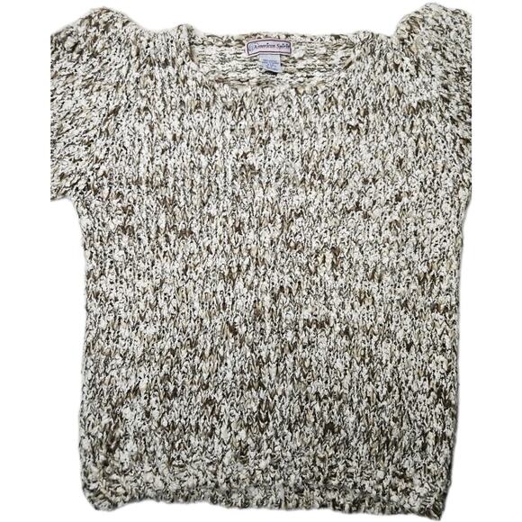 Vintage 80s Chunky Knit Puff 3/4 Sleeve Sweater Crewneck Pullover Small Retro - Picture 6 of 9